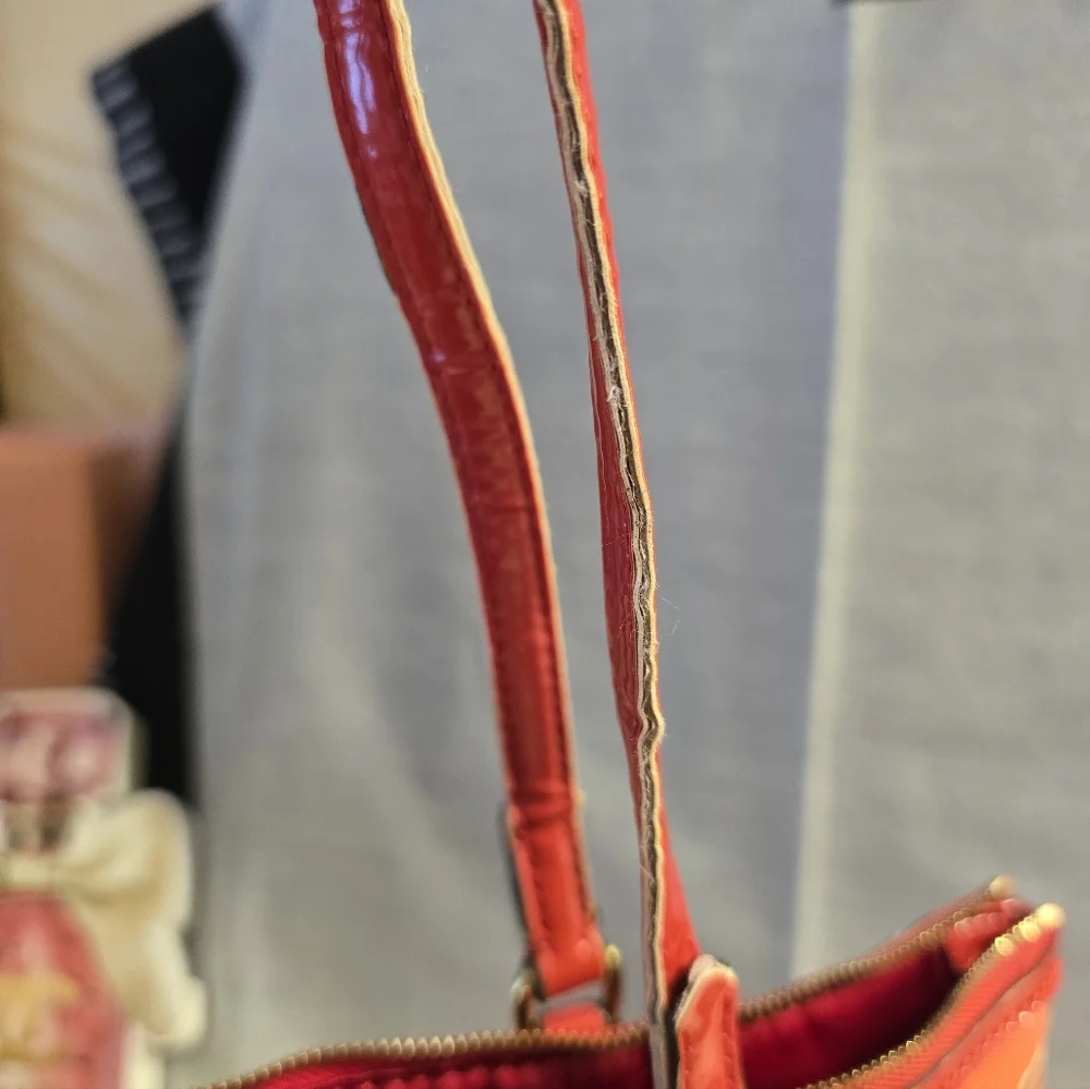 Coach Red Orange Floral Tote_9